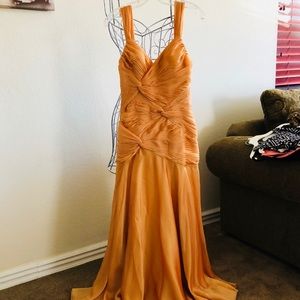 AIDAN MATTOX Orange Mermaid Gown